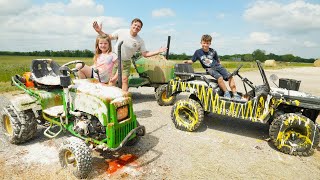 Making Our Real Tractor and Kids Tractor SUPER dirty  Tractors for kids [upl. by Red423]