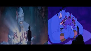 Friend Like Me  HD Aladdin 1992 v Aladdin 2019 Direct Comparison [upl. by Ailaham817]