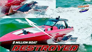 Million Dollar Boat Hull Destroyed Haulover Inlet Boats [upl. by Plate]