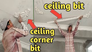 How to Fitting amp Cutting Ceiling Corner amp Ceiling Bit ll Karnes Mouldings Design Kaisen Karen ll [upl. by Gnav]