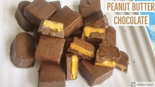 peanut butter chocolate recipe  soft center chocolate chocolate for valentines day recipe in hindi [upl. by Adnylem]