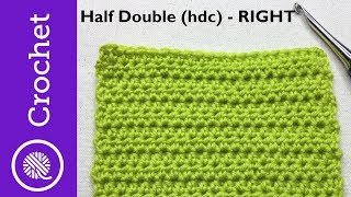 How to Half Double Crochet hdc  Beginner Crochet Lesson 2  Right handed CC [upl. by Alameda]