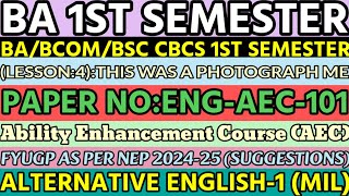 BABSCBCOM 1ST SEMESTERLESSON4THIS WAS A PHOTOGRAPH MEALTERNATIVE ENGLISH¹AEC PAPER ANSWER [upl. by Feilak]