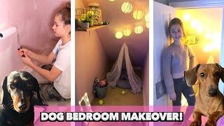 DIY MAKEOVER  MESSY CUPBOARD TO LUXURY SAUSAGE DOG BEDROOM [upl. by Walkling427]