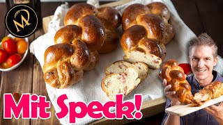 Klassisches Speckzopf Rezept mit Tipps zum 2 Strang Zopf flechten  Butterzopf mit Speck [upl. by Thorvald]