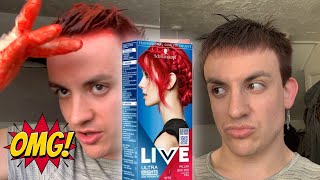 DARK BROWN to RED HAIR  No Bleach  Schwarzkopf LIVE Pillar Box Red 092 Ulltra  Hair Dye REVIEW [upl. by Iona]