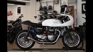 2016 Triumph Thruxton  Walk Around  Start Up  Sound Clip [upl. by Ennoved]