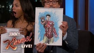 Cast of Avengers Infinity War Draws Their Characters [upl. by Kcirej521]