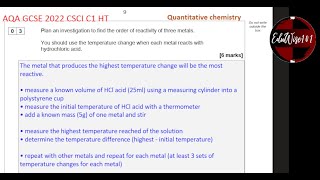 AQA GCSE 2022 Paper 1 Q3 Chemistry Combined Science Higher Tier Past paper Questions Quantitative [upl. by Bealle]