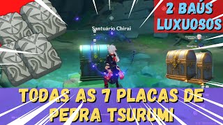 Placas de Pedra ilha Tsurumi  Localização de todas 7 Pedras  2 Baús Luxuosos [upl. by Jennica793]