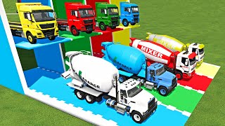 TRANSPORTING LAFARGE CEMENT TRUCK MIXER TRUCK TO GARAGE WITH MAN TGS TRUCK FS22  TRUCK OF COLORS [upl. by Ocihc]