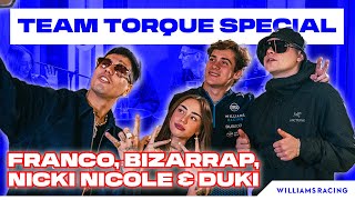 FRANCO COLAPINTO BIZARRAP NICKI NICOLE AND DUKI  Team Torque Special  Williams Racing [upl. by Petuu]