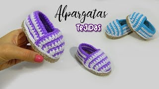 Alpargatas para bebe Tejidas a crochet  VARIAS TALLAS [upl. by Ibot299]