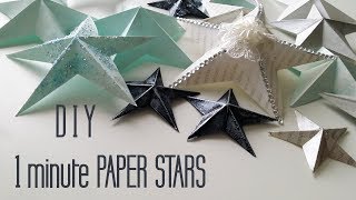 DIY One Minute Paper Star Christmas Ornaments [upl. by Pietrek]