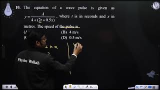 The equation of a wave pulse is given as yA42t05x  where t is in seconds and x in metres [upl. by Warrenne]