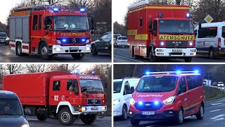 DekonP mit neuem Horn Einsatzfahrten mehrerer Feuerwehren zu Chlorgasaustritt in Würselen [upl. by Hterrag873]