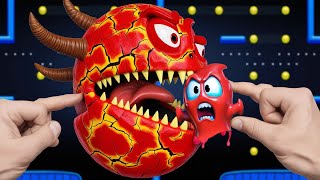 Lava Monster Pacman vs Red Ghost Battle  Best Of Pacman Monster Compilation [upl. by Rocca456]