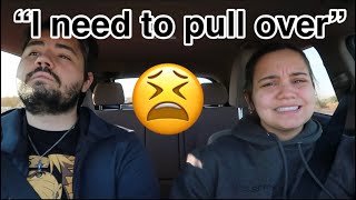 HAVING BAD PERIOD CRAMPS WHILE DRIVING PRANK ON BOYFRIEND CUTE REACTION [upl. by Cooe]