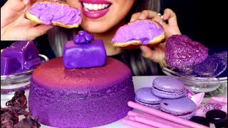 ASMR Eating Popular Foods  Purple Food Sound Compilation Cheesecake Macarons Gummies [upl. by Harden438]