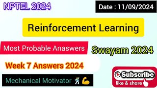 Reinforcement Learning WEEK 7 Quiz  Assignment 7 Solution  NPTEL  SWAYAM 2024 [upl. by Marashio497]