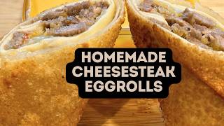 My Wife Made Homemade Cheesesteak Eggrolls with Cheese Wiz Dip [upl. by Kendall]