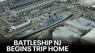 Battleship New Jersey embarks on trip home to Camden  FOX 29 News Philadelphia [upl. by Polk673]