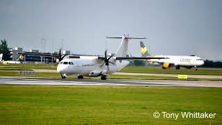 08082019 Stobart Air EIFMK ATR 72600 departing Manchester Airport [upl. by Maretz115]