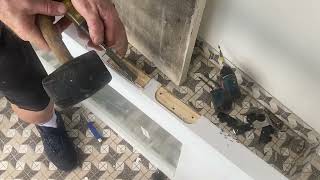 Chiseling Hinge Mortises with Cuban Style  DIY Door Frame Makeover [upl. by Ainitsirhc519]