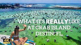 Crab Island Destin Florida  Aerial WalkSwim Tour East Pass Emerald Coast Beach Boat Drone Gulf [upl. by Rheingold]