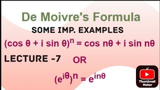 DE MOIVRES THEOREM  IMP EXAMPLES [upl. by Yragerg]