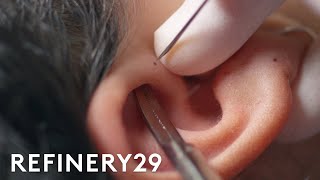 This Cartilage Piercing Has Almost Zero Aftercare  Macro Beauty  Refinery29 [upl. by Stalk]