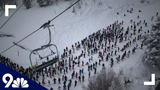 Videos show long lift lines at Vail during COVID pandemic [upl. by Kasey]