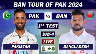 PAKISTAN vs BANGLADESH 1st TEST DAY 4 LIVE COMMENTARY  PAK vs BAN TEST MATCH LIVE 2024  SESSION 1 [upl. by Euqimod61]