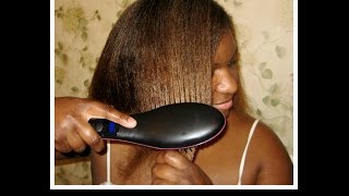 Simply Straight Straightening Brush on Natural Hair [upl. by Tamera]