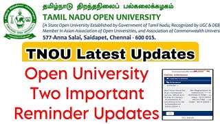 Tamilnadu Open University Two Important Updates For Students 👍 [upl. by Ahseyk881]