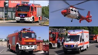 Feuerwehr Hanau  Tag der offenen Tür 2015 Realeinsatz  Hubschrauberlandung  Vorführungen [upl. by Matheny]