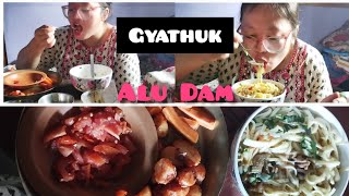 chicken gyathuk and spicy🌶 aludam first time mukbang [upl. by Ymled]