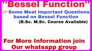 Important Questions based on Bessel Function  Bessel function in Hindi [upl. by Alrick]