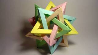 Origami Five Intersecting Tetrahedra complete assembly [upl. by Muhcon398]