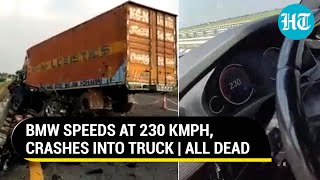 BMW crashes into truck at 230 Kmph minutes after four victims said quotWe all will diequot  Viral [upl. by Adialeda]