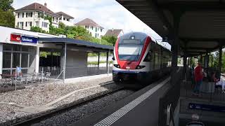 Swiss Double Decker high speed AC Train approaching Uitikon train station  Switzerland switzerland [upl. by Annaes]