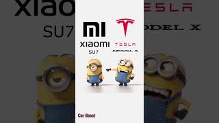 Xiaomi su7 vs Tesla model X minions style fun foryou funny trending status car asmr xiaomi [upl. by Ellenar545]