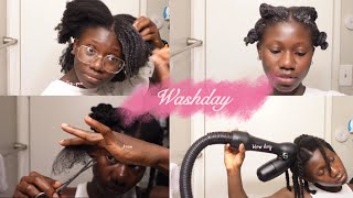 WASHDAY on my COILY hair detangle with ease blowout 🫧 [upl. by Feeley]