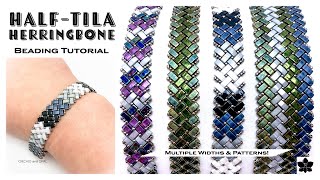 Half Tila Two Hole Herringbone Bracelet Beading Tutorial DIY [upl. by Glennis]