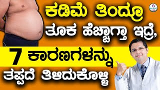 7 Reasons for Weight Gain While Eating Less  ಕಡಿಮೆ ತಿಂದ್ರೂ ತೂಕ ಹೆಚ್ಚಲು ಕಾರಣ ಏನು [upl. by Rotberg]