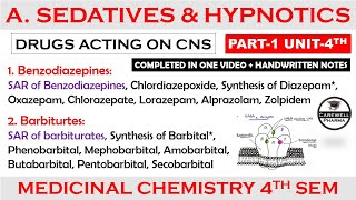 Sedatives and Hypnotics complete SAR  Benzodiazepines  Barbiturates  P1 U4 Medicinal Chem 1 [upl. by Idnyl630]