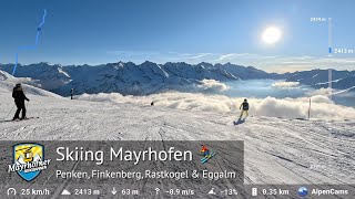 Skiing Mayrhofen ⛷️ Tour of the entire ski area Penken Horberg Rastkogel Eggalm  GPS Stats [upl. by Barsky]