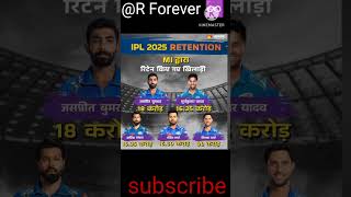 IPL 2025 ke retention player ke naam kis team ne kaun se player ko retention Kiya2 [upl. by Celka]