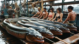 Giant Eel  American Fisherman Fights Giant Conger Eel in Alaska [upl. by Arit872]