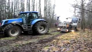 █▬█ █ ▀█▀ Wpadka na bogato czyli wyciąganie dzwigu 2x New Holland [upl. by Ayhdnas]